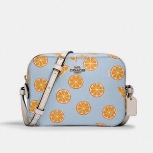 Coach Mini Camera Bag Blue with Orange Print